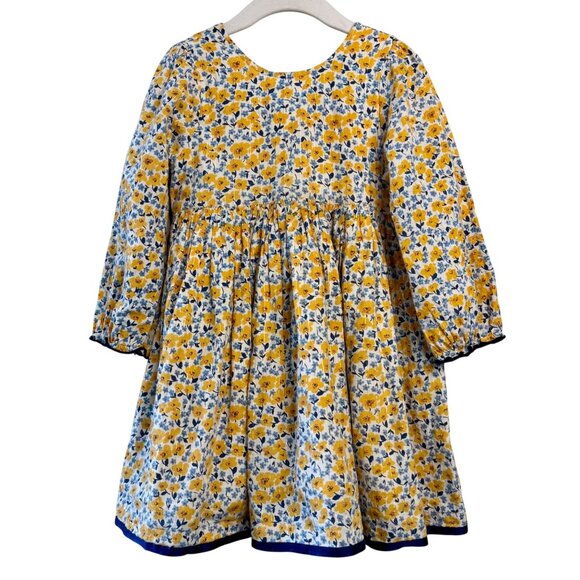 Pink Chicken Other - PINK CHICKEN Amma Dress Girls 4T 4 Golden Ditsy Floral Yellow Blue Spring Cotton